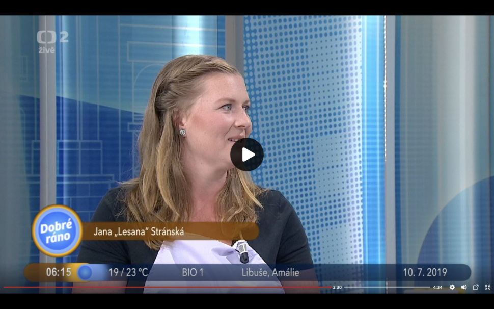 Jana Lesana v pořadu Dobré ráno České televize